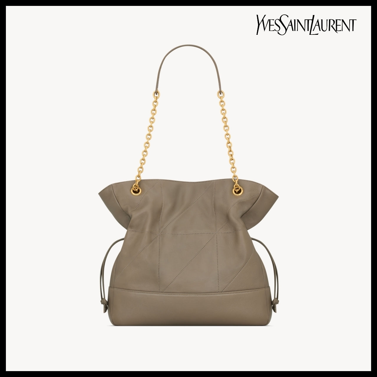 【Saint Laurent】Lambskin Small Shopping Bag Light Taupe