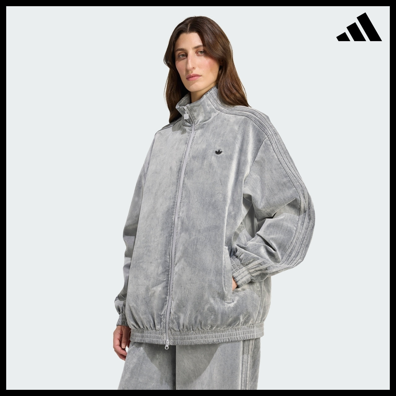 【ADIDAS】Brushed Twill Oversize Firebird Zip Jacket