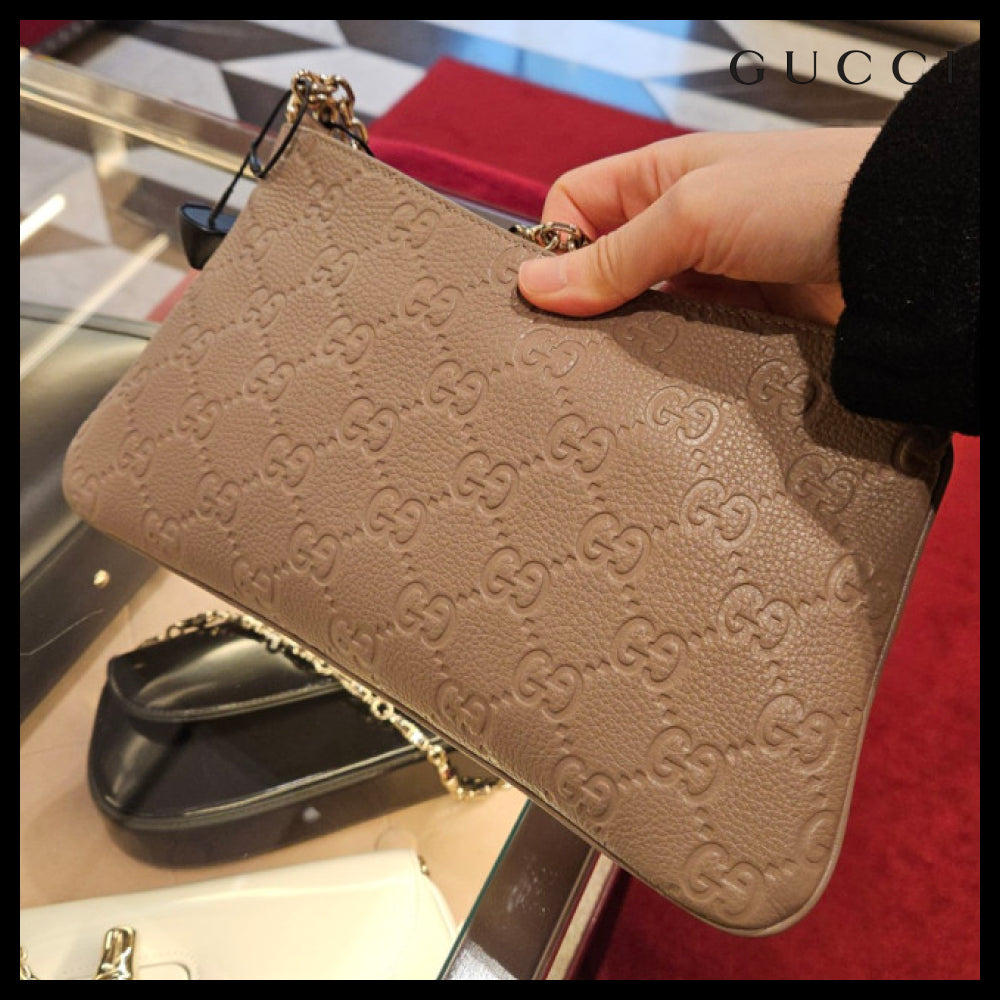 【GUCCI】GG emblem Briony calf leather shoulder bag rocky