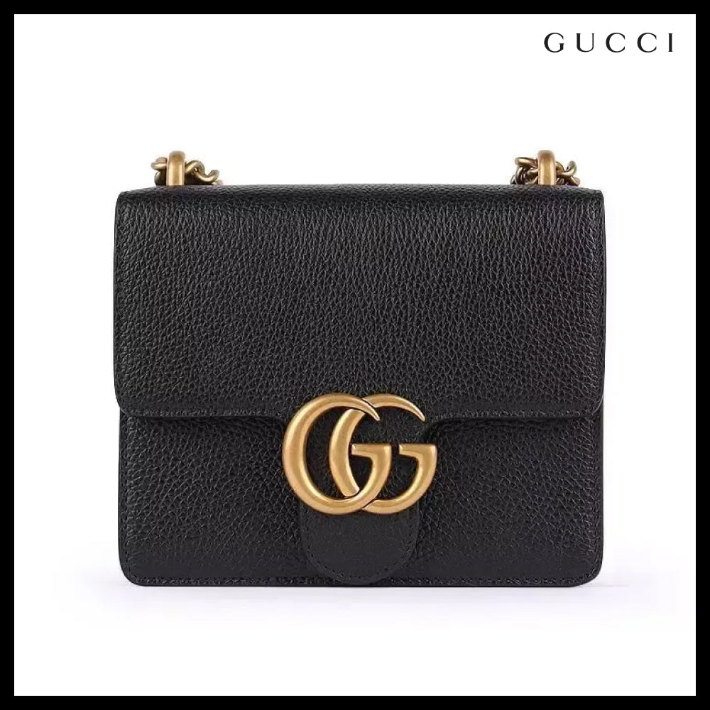 【Gucci】GG Marmont Flap Square Chain Shoulder Matelasse