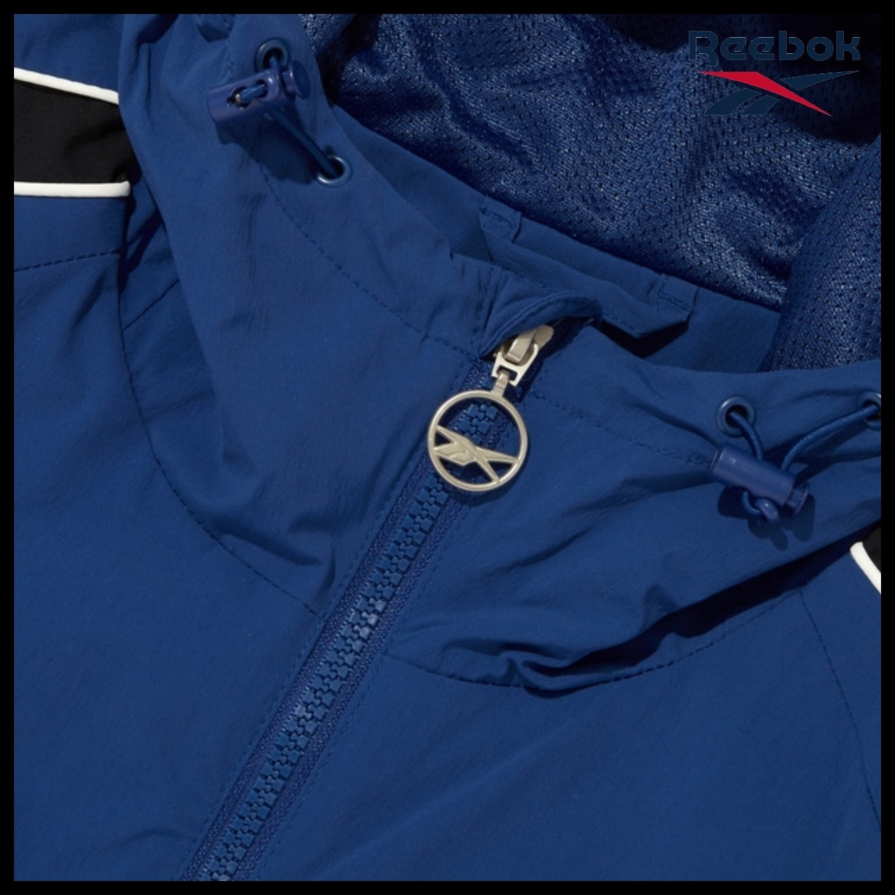 【Reebok】Stretch Hooded Windbreaker Jacket Blue