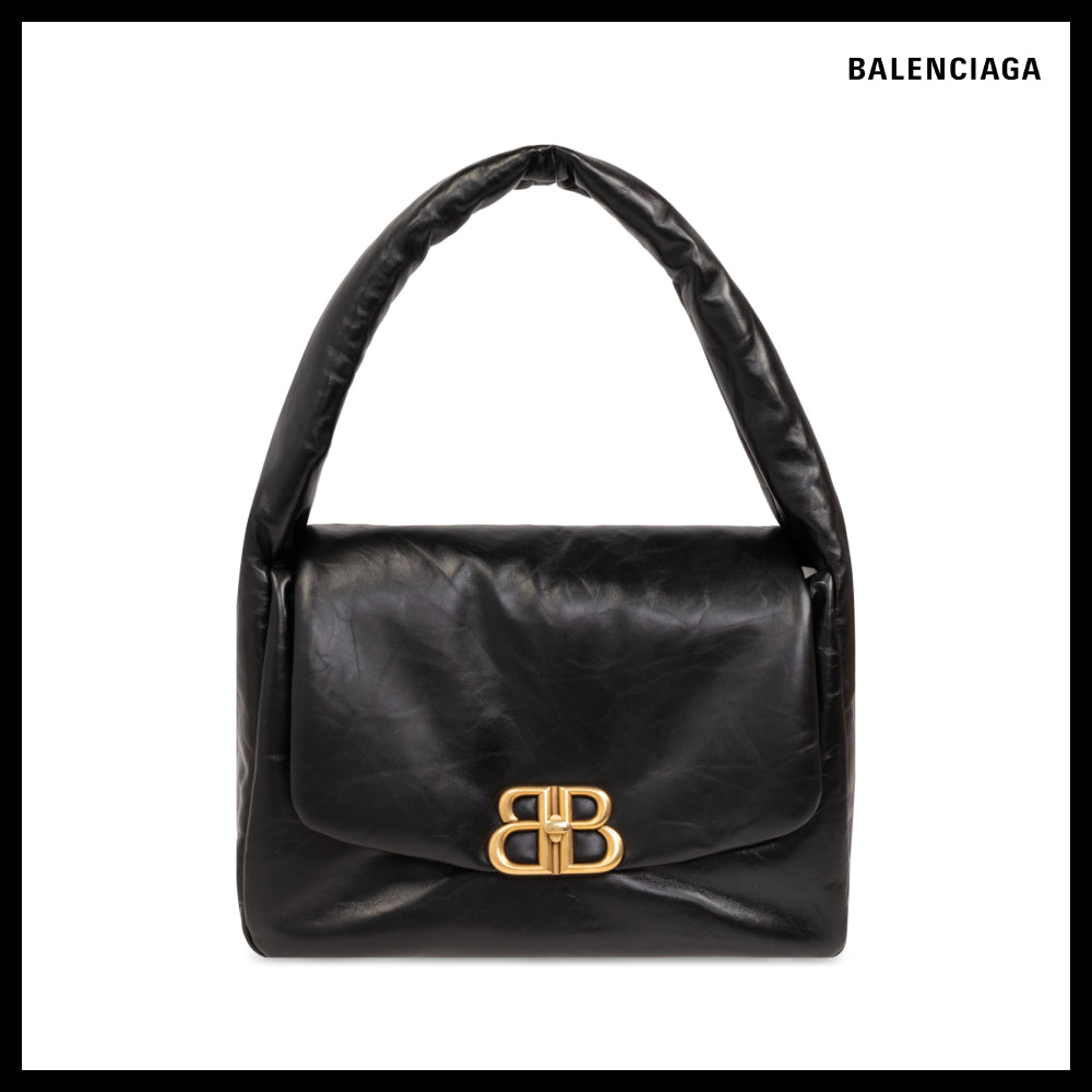 【BALENCIAGA】Monaco Black Leather Sling M Shoulder Bag