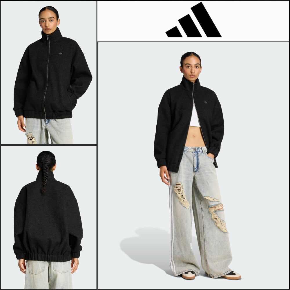 【ADIDAS】Fleece Black Full Zip Jacket Fleece Jacket