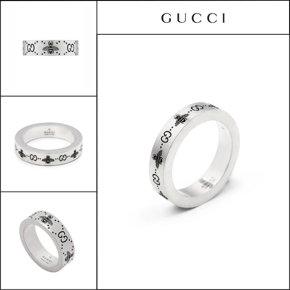 【GUCCI】 GG BEE ロゴ エングレービング リング SILVER
