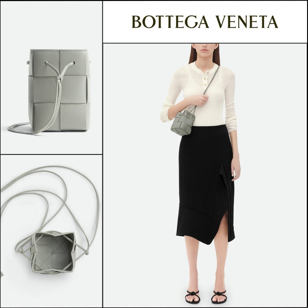 【BOTTEGA VENETA】Mini Cassette Bucket Bag Agate Gray