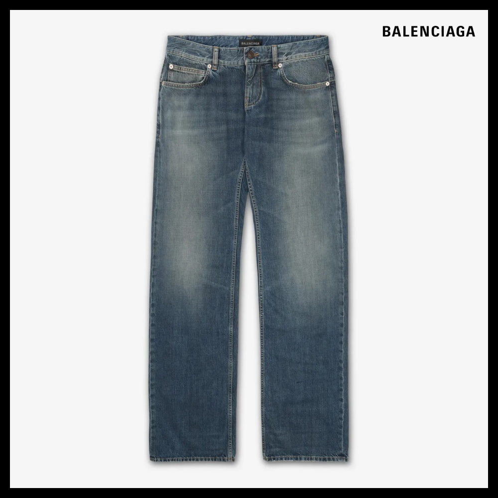 【BALENCIAGA】Low-Waist Fitted Denim Pants - Blue