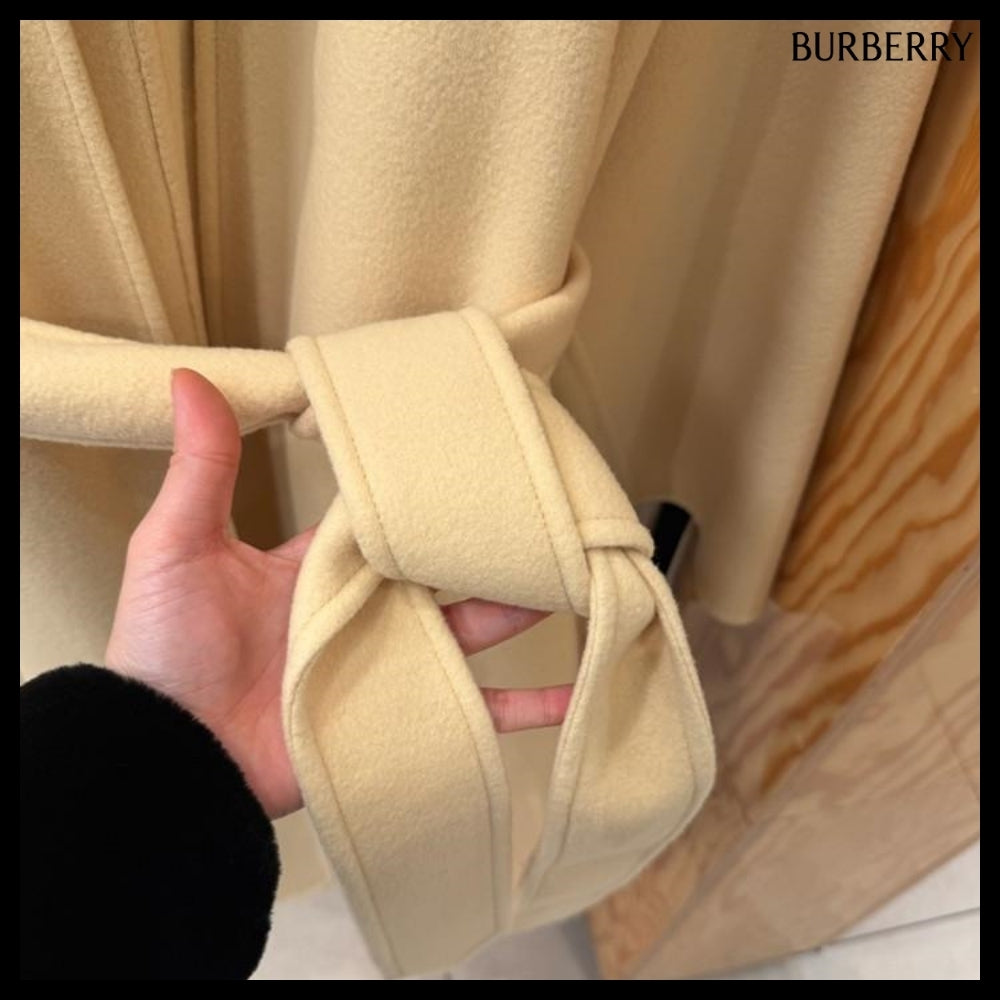 【Burberry】Cashmere Belted Wrap Coat Daffodil
