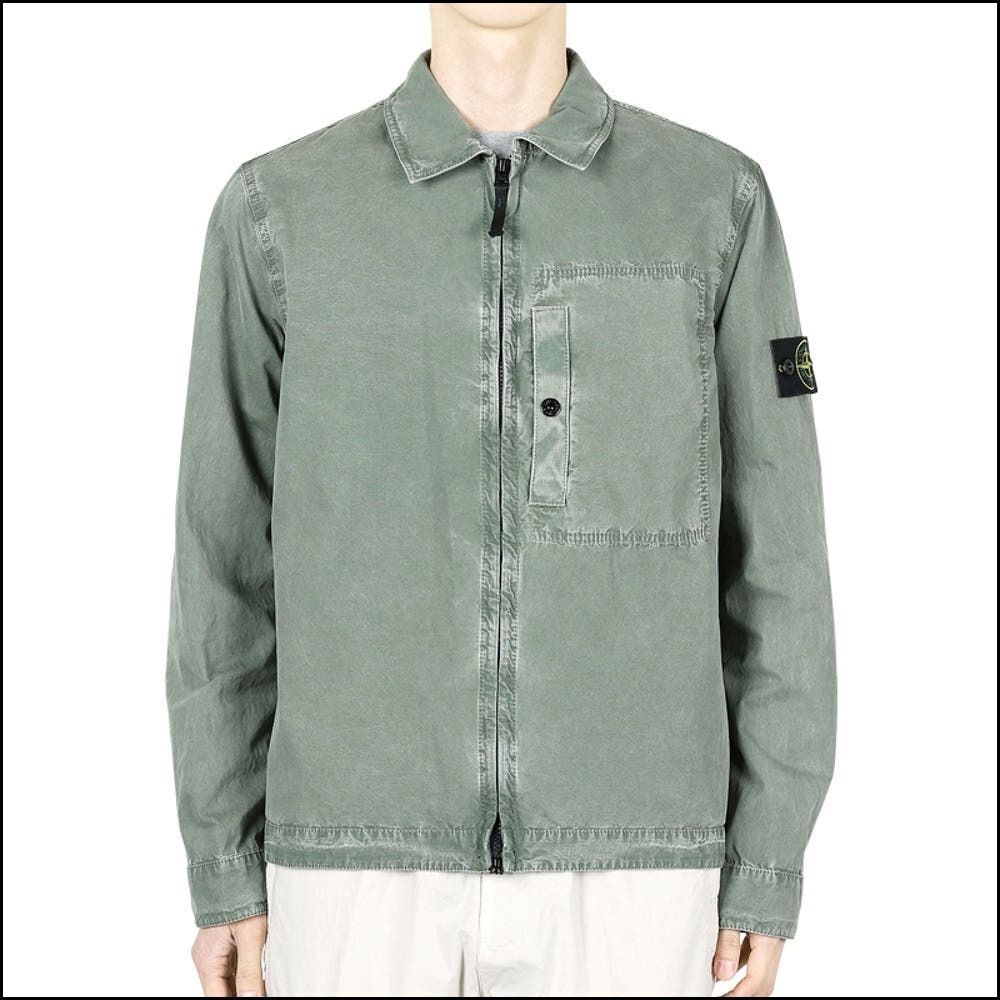【STONE ISLAND】Wappen Patch Pocket Zip Up Overshirt Jacket