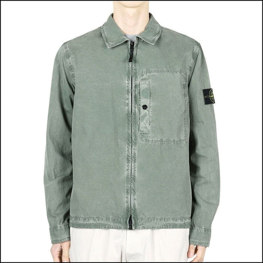 【STONE ISLAND】Wappen Patch Pocket Zip Up Overshirt Jacket