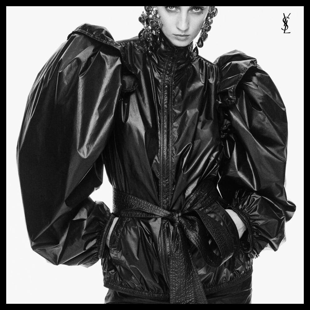【Saint Laurent】Nylon Balloon Sleeve Windbreaker NOIR