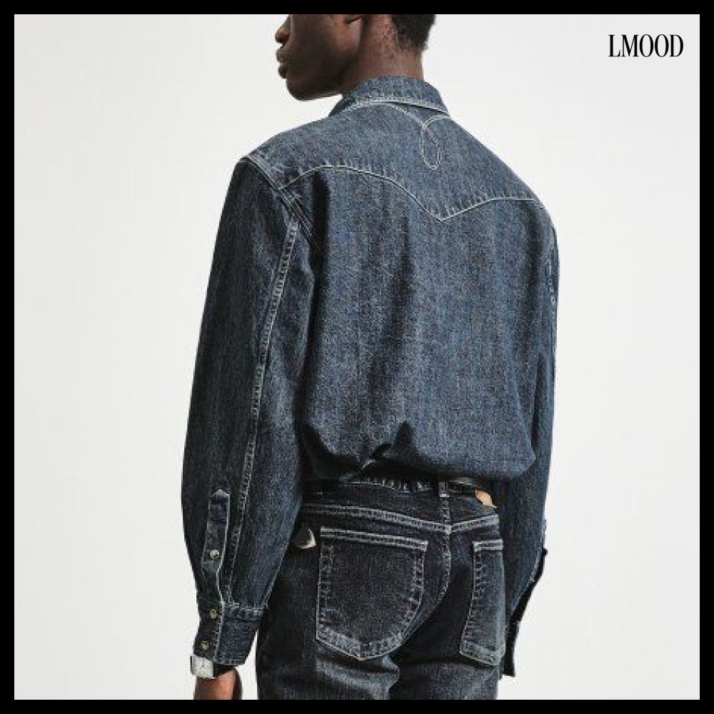 【LMOOD】Bad Guy Denim Western Shirt 3 Colors