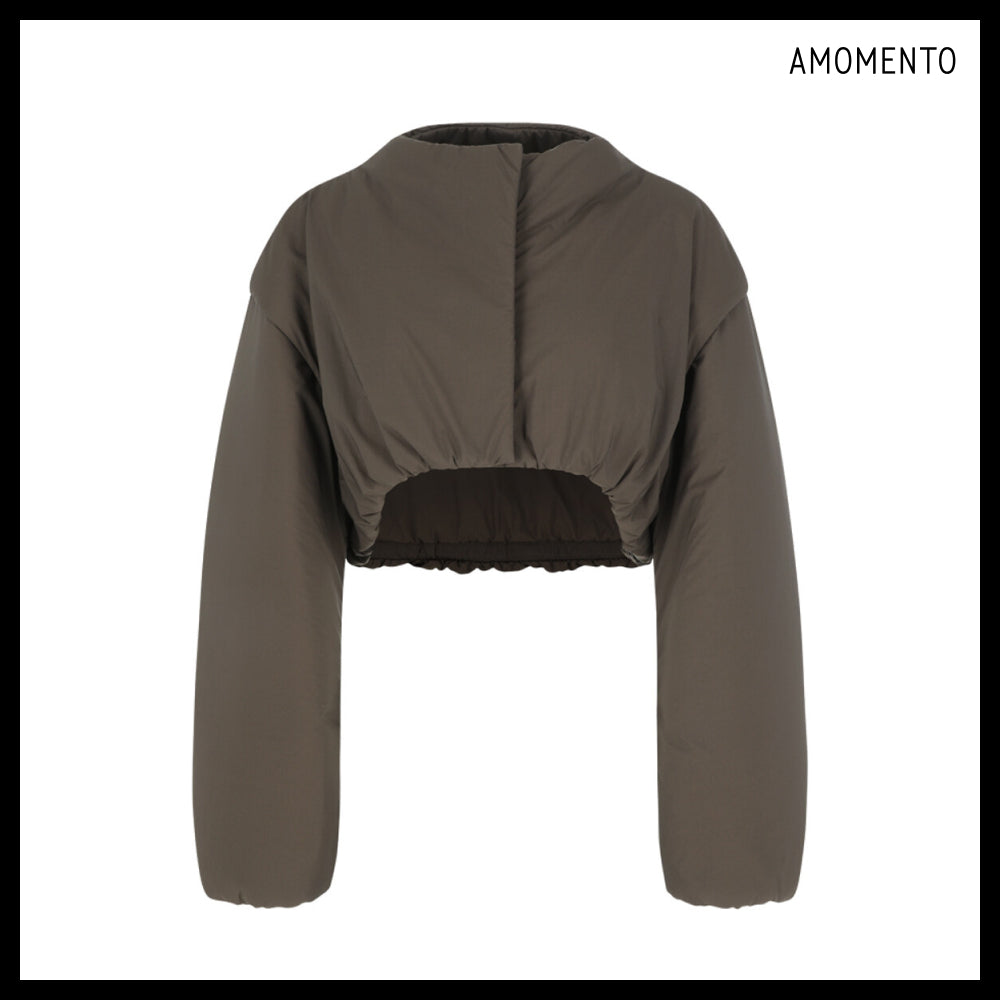 【AMOMENTO】Sheer Nylon Padded Crop Jumper 2 Colors