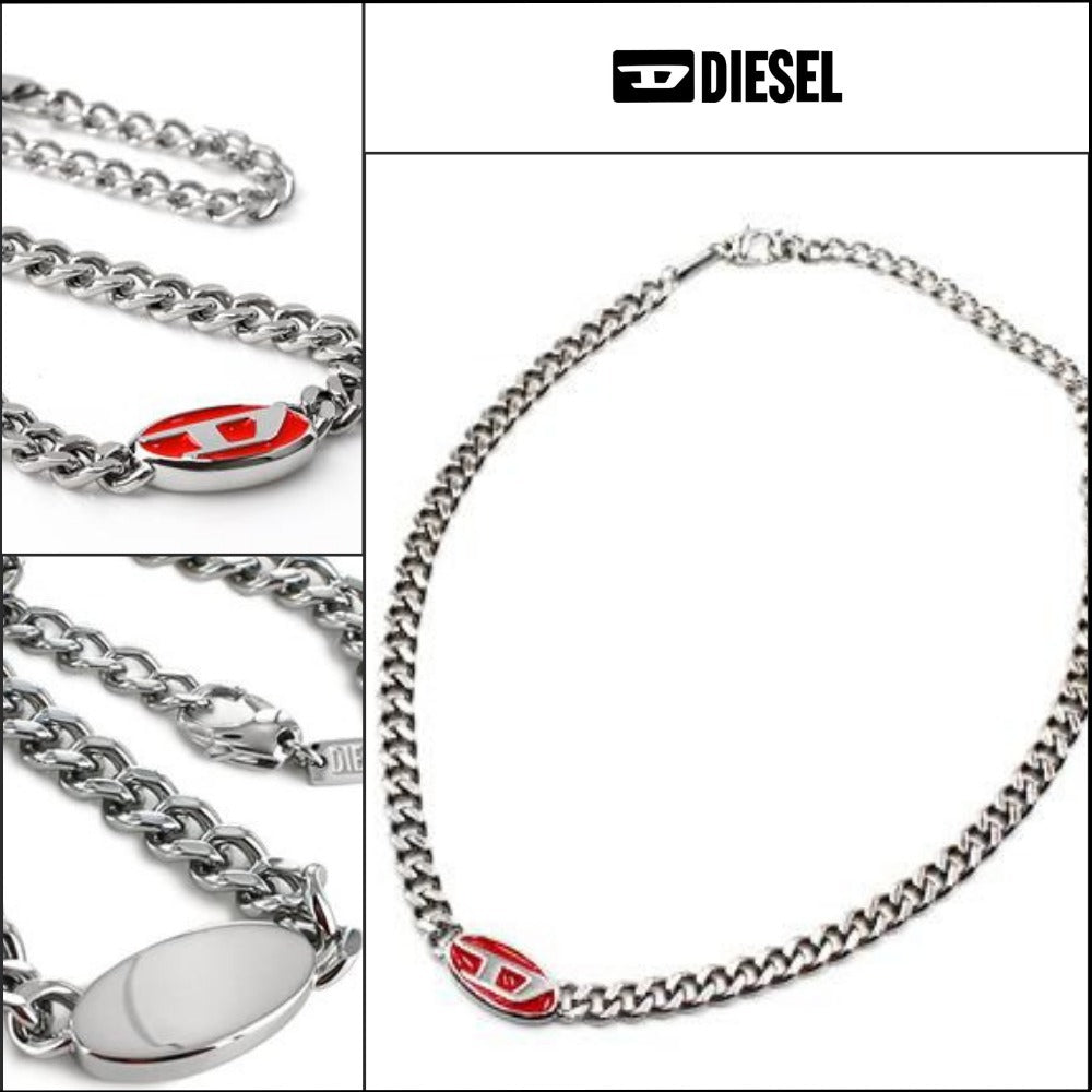 【DIESEL】Logo Pendant Chain Necklace
