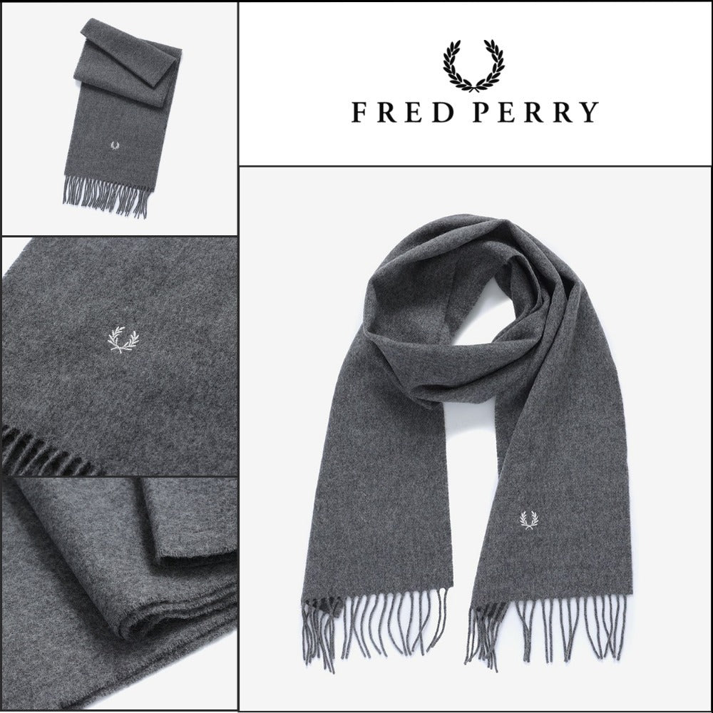 【FRED PERRY】ラムウール スカーフ グレー 203