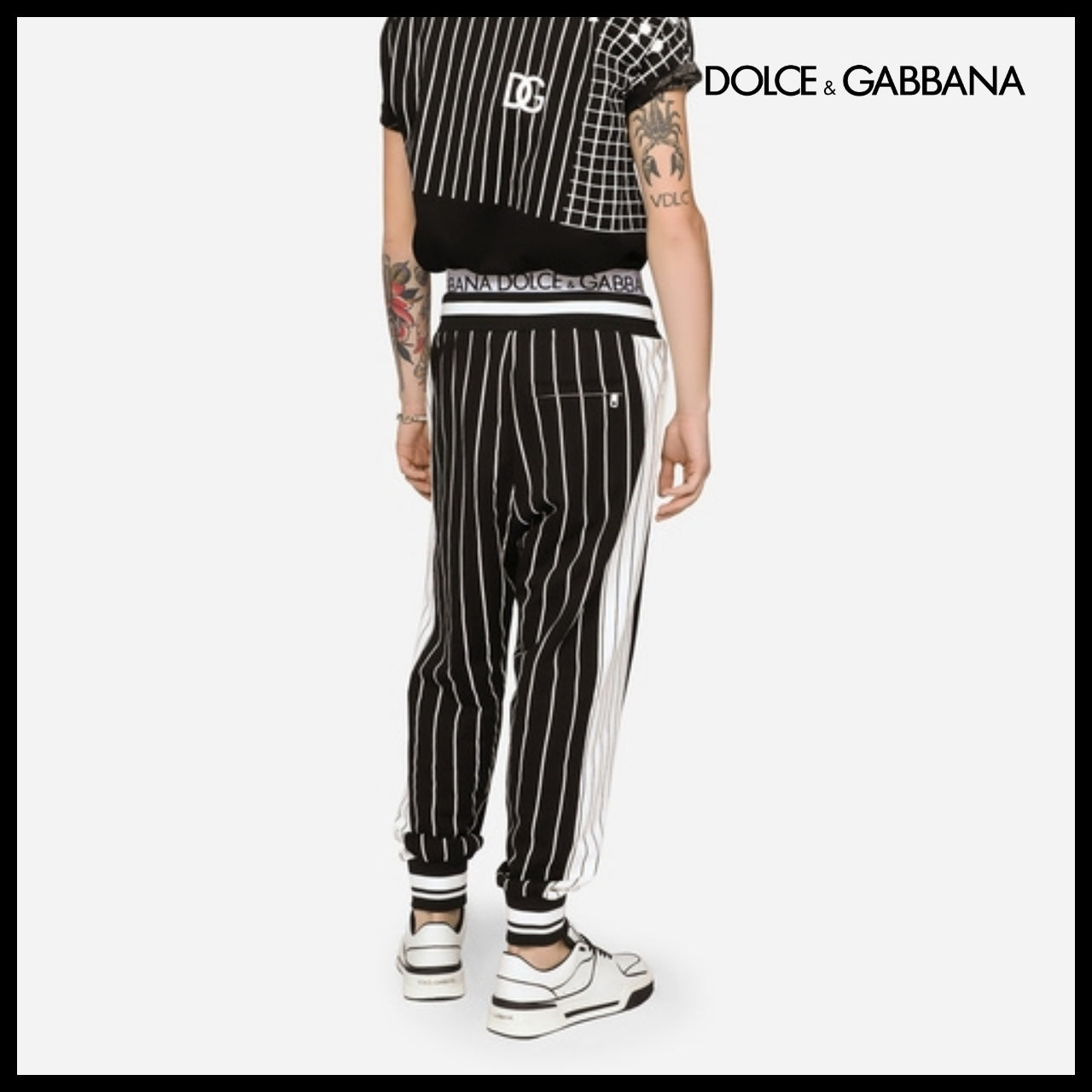 【Dolce & Gabbana】STRIPED JERSEY JOGGING PANTS WITH DG