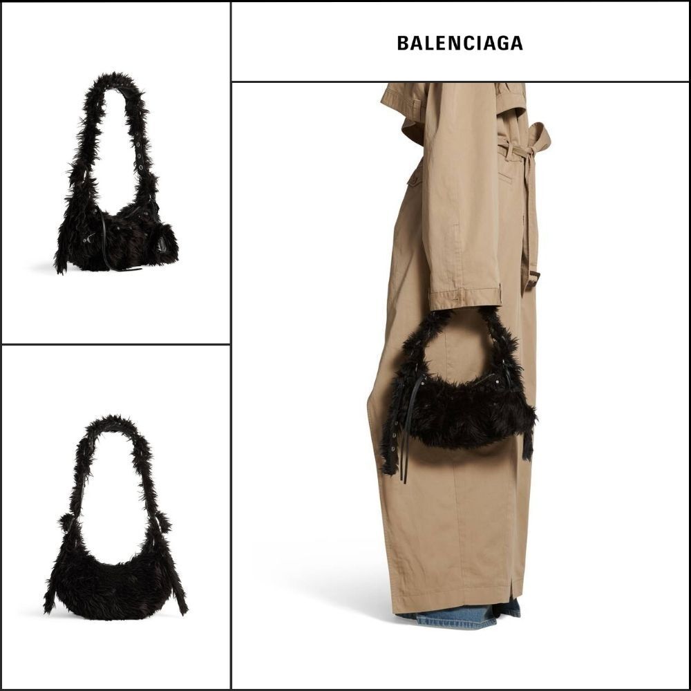 【BALENCIAGA】Le Cagole XS Shoulder Bag Fake Fur in Black