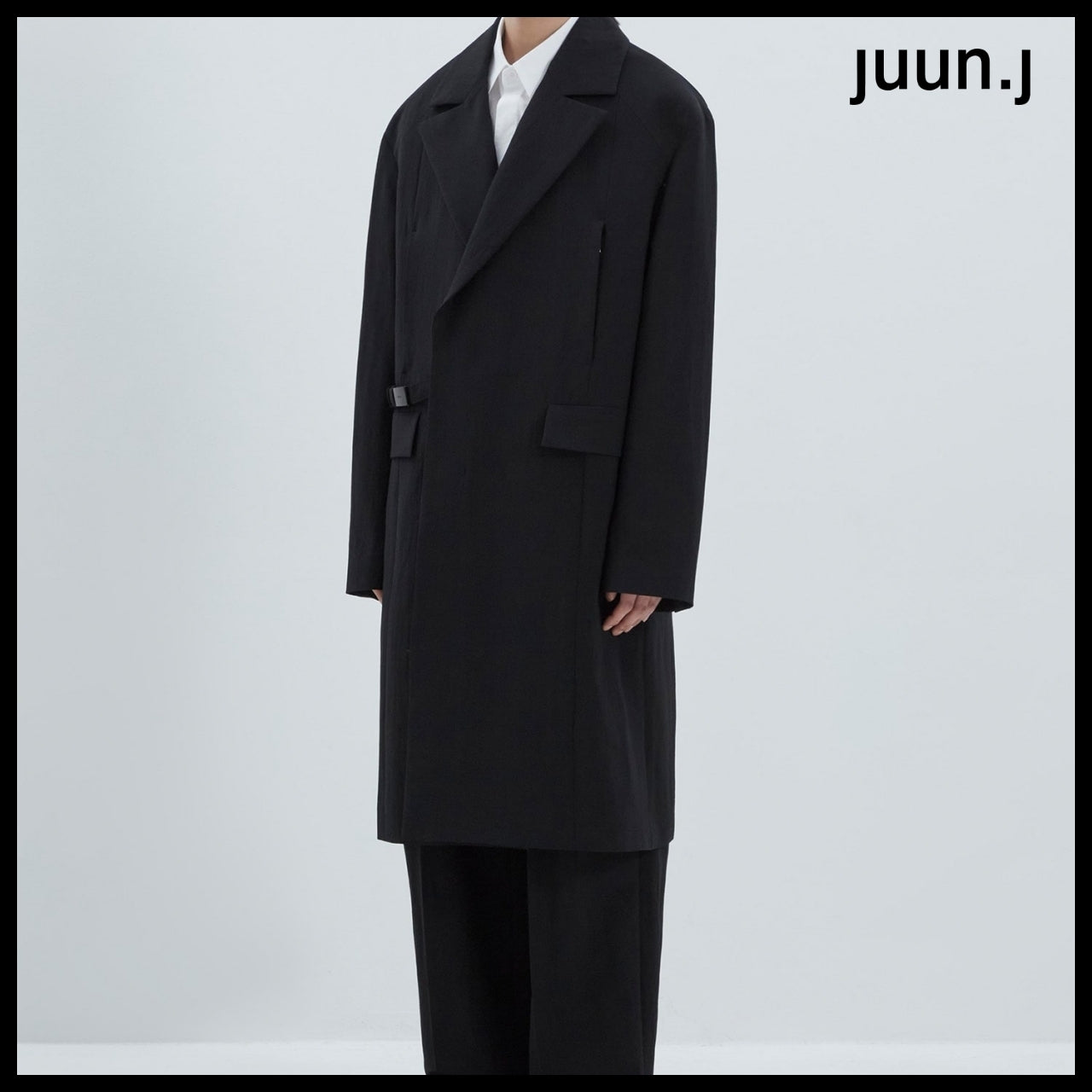 【JUUN.J】CORE Blended Wool Belted Coat Black