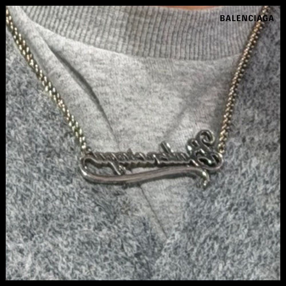 ★BALENCIAGAアウトレット セール ★TYPO Logo Necklace Silver