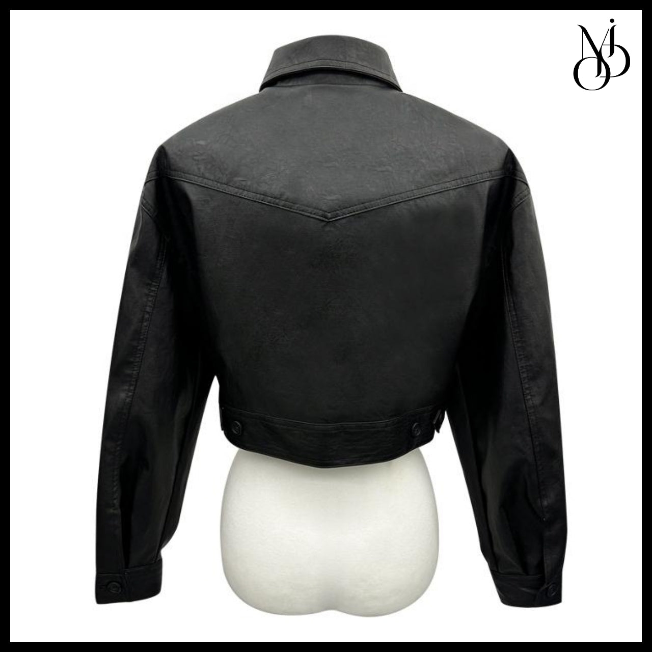 【MODIMOOD】Single Collar Half Crop Leather Jacket 3 Colors