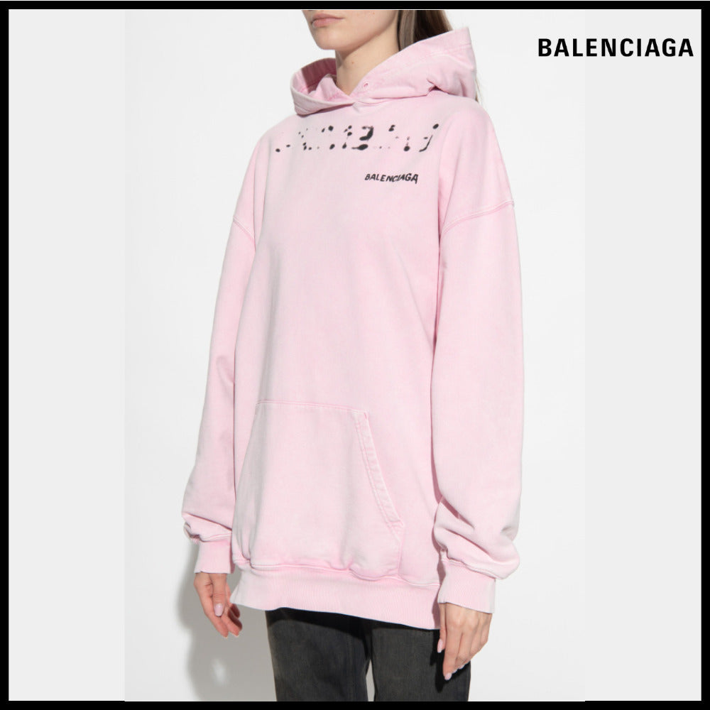 【BALENCIAGA】Hand Drawn Hoodie Medium Fit Pink