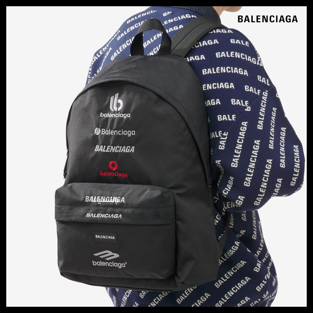 【BALENCIAGA】Logo Embroidered Explorer Backpack Black