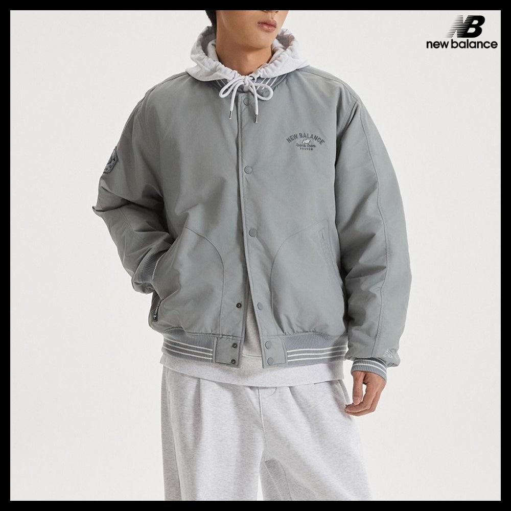 【New Balance】UNI New Grey Varsity Padding Jacket