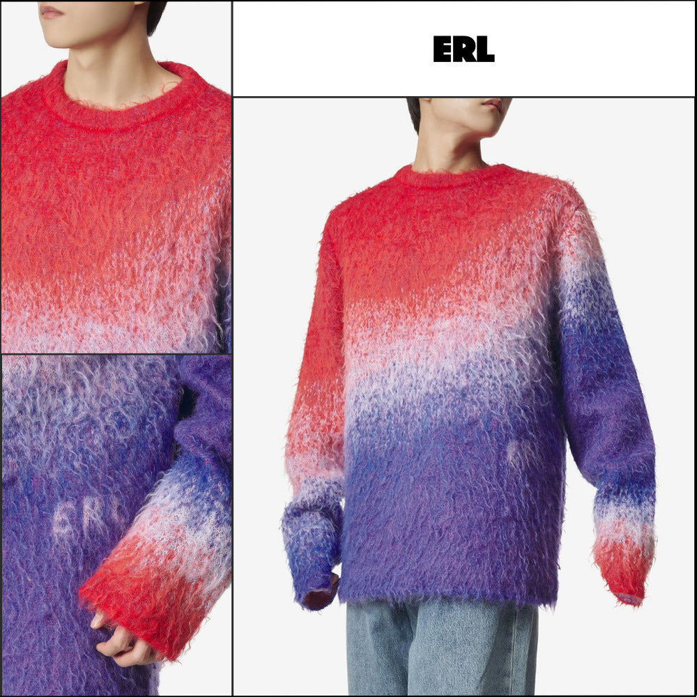 【ERL】Gradient Mohair Blend Knit Red