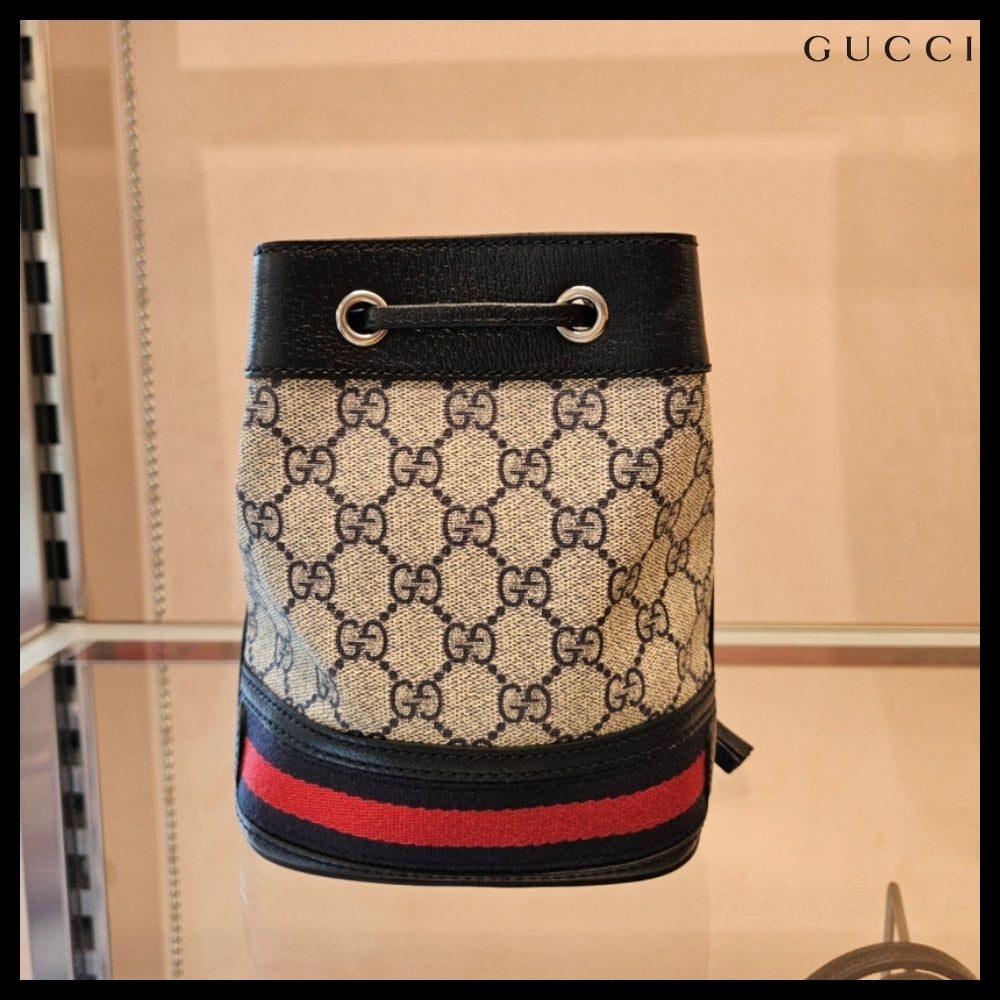 【GUCCI】Ophidia GG canvas mini bucket bag beige blue