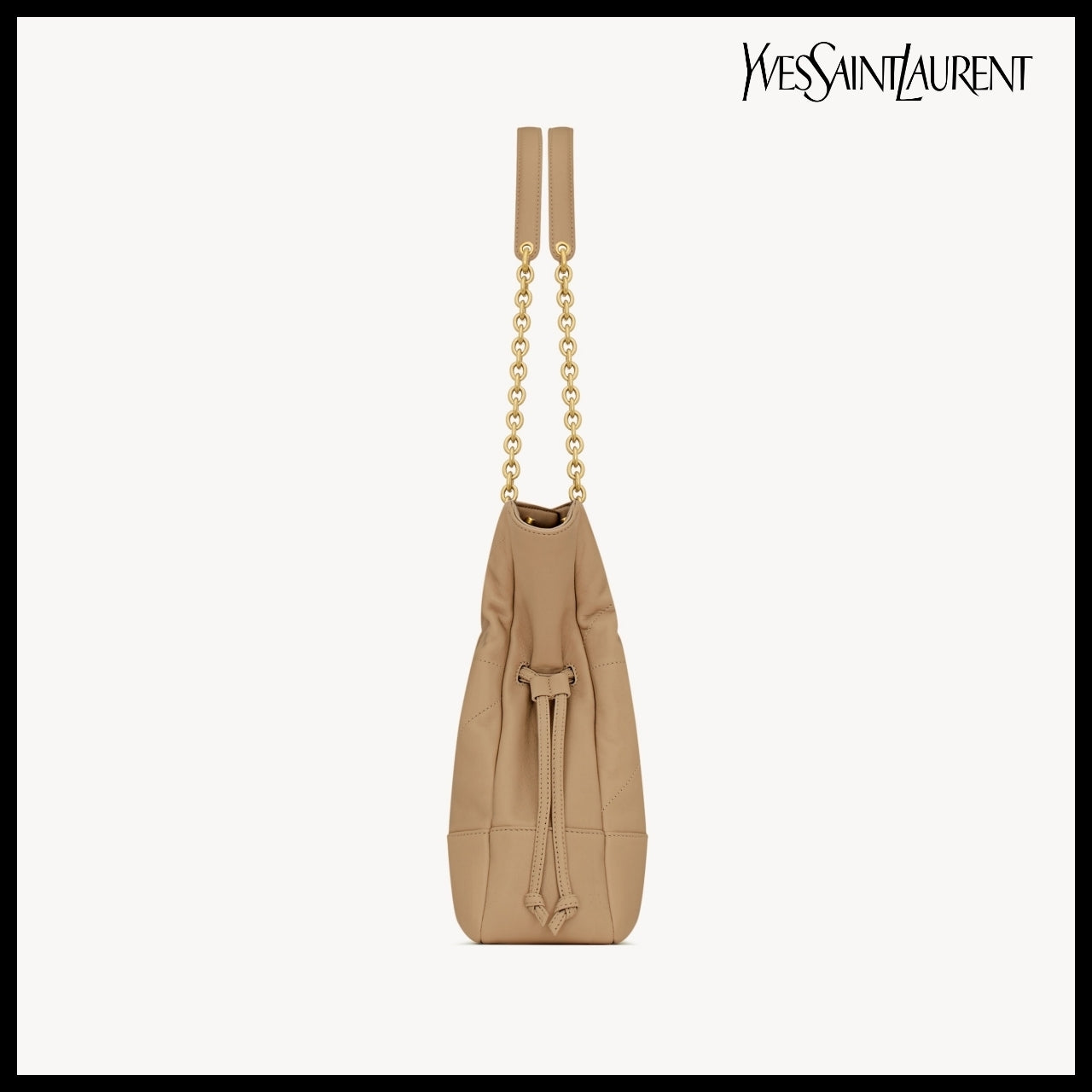 【Saint Laurent】Lambskin Small Shopping Bag Clear Beige