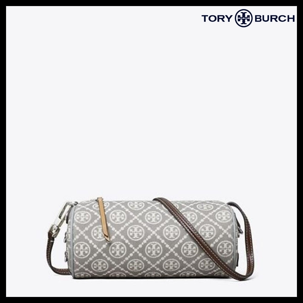 【Tory Burch】T Monogram Utility Cylinder Bag Gray