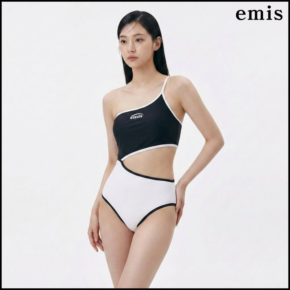 【emis】LOGO CUT-OUT SWIMSUIT 3 COLOR 韓国人気 送料込