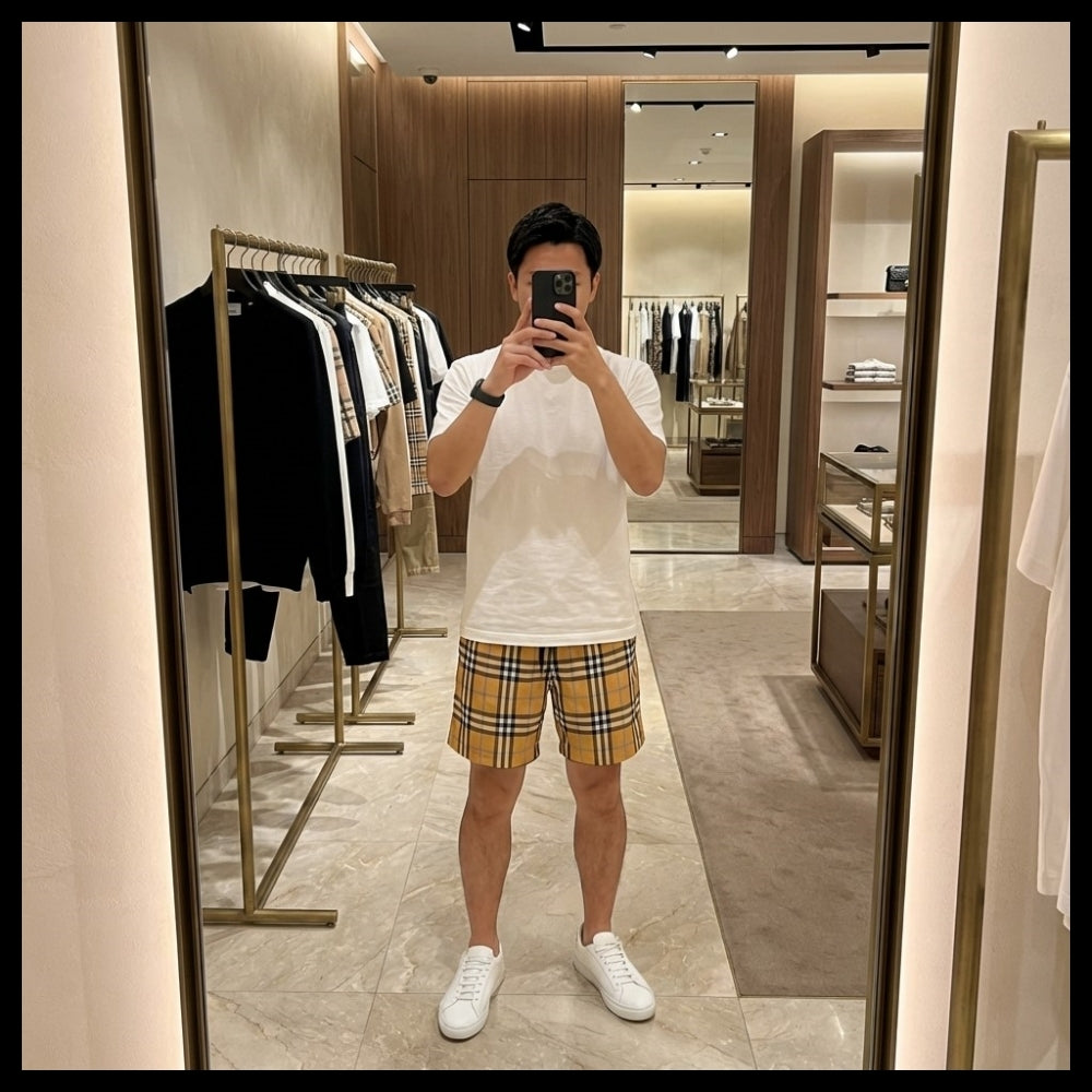 ◆Burberry◆ Check Poly Swim Pants Dusty Orange