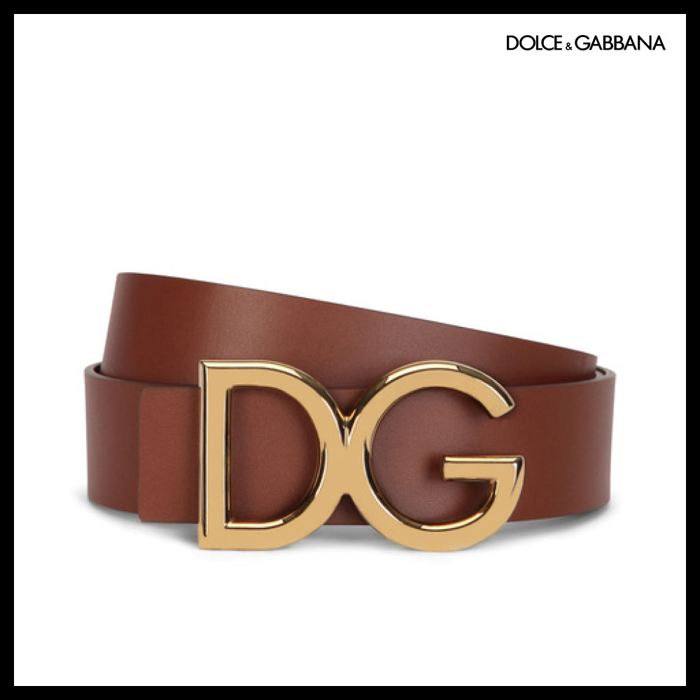【Dolce & Gabbana】LEATHER BELT WITH DG LOGO