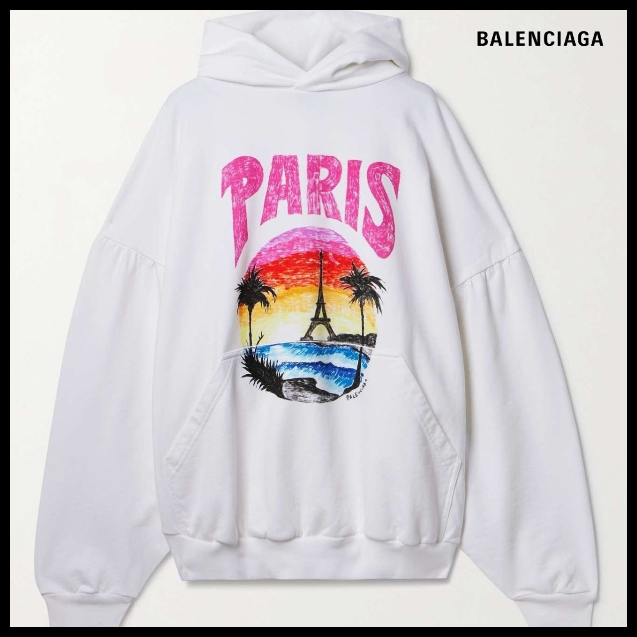 【BALENCIAGA】Paris Tropical Round Hoodie Oversized
