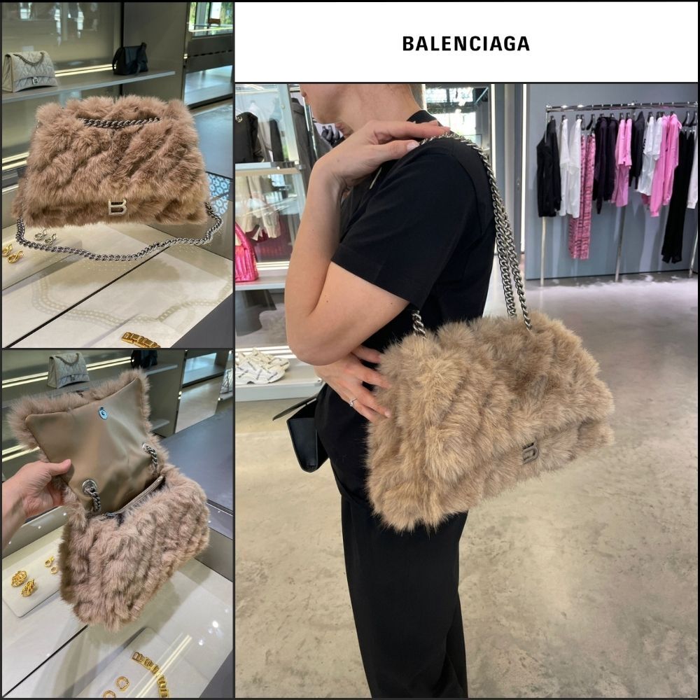 【BALENCIAGA】Crush Medium Chain Bag Fake Fur