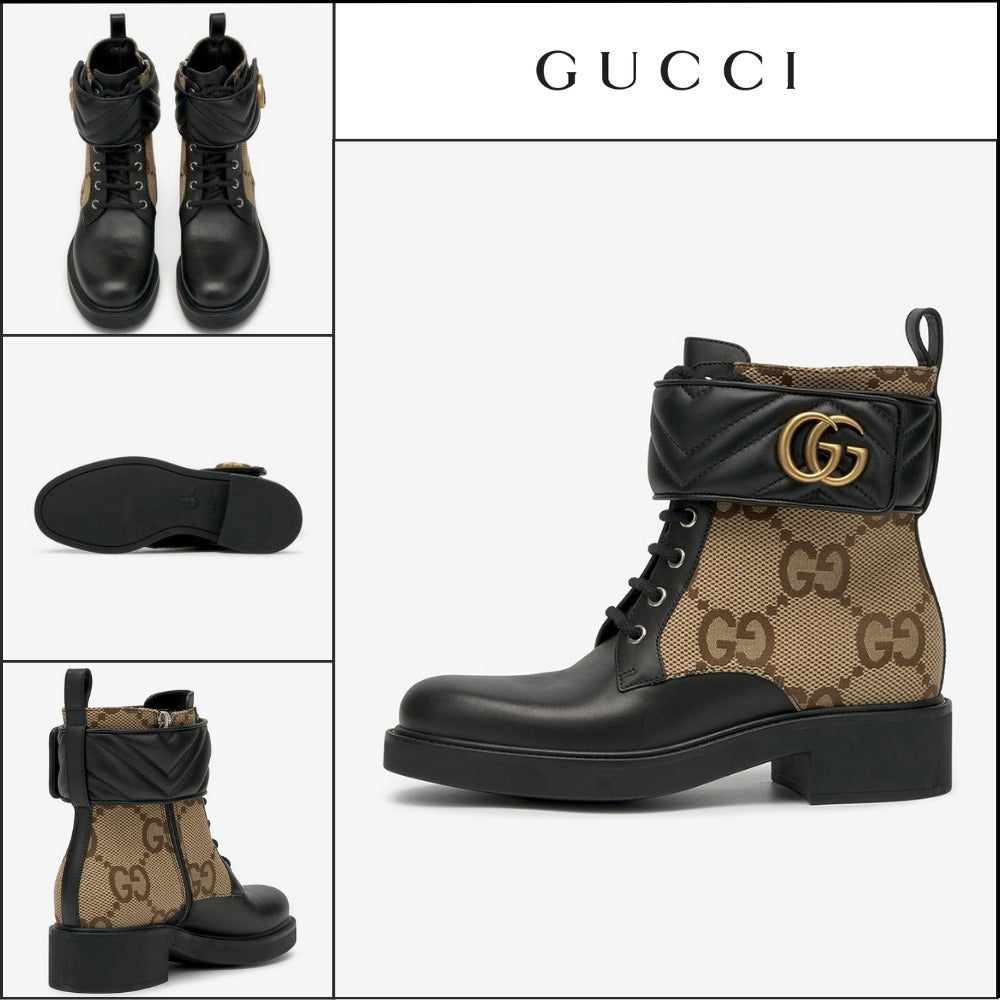 【GUCCI】Double G Combat Boots Black GG Supreme