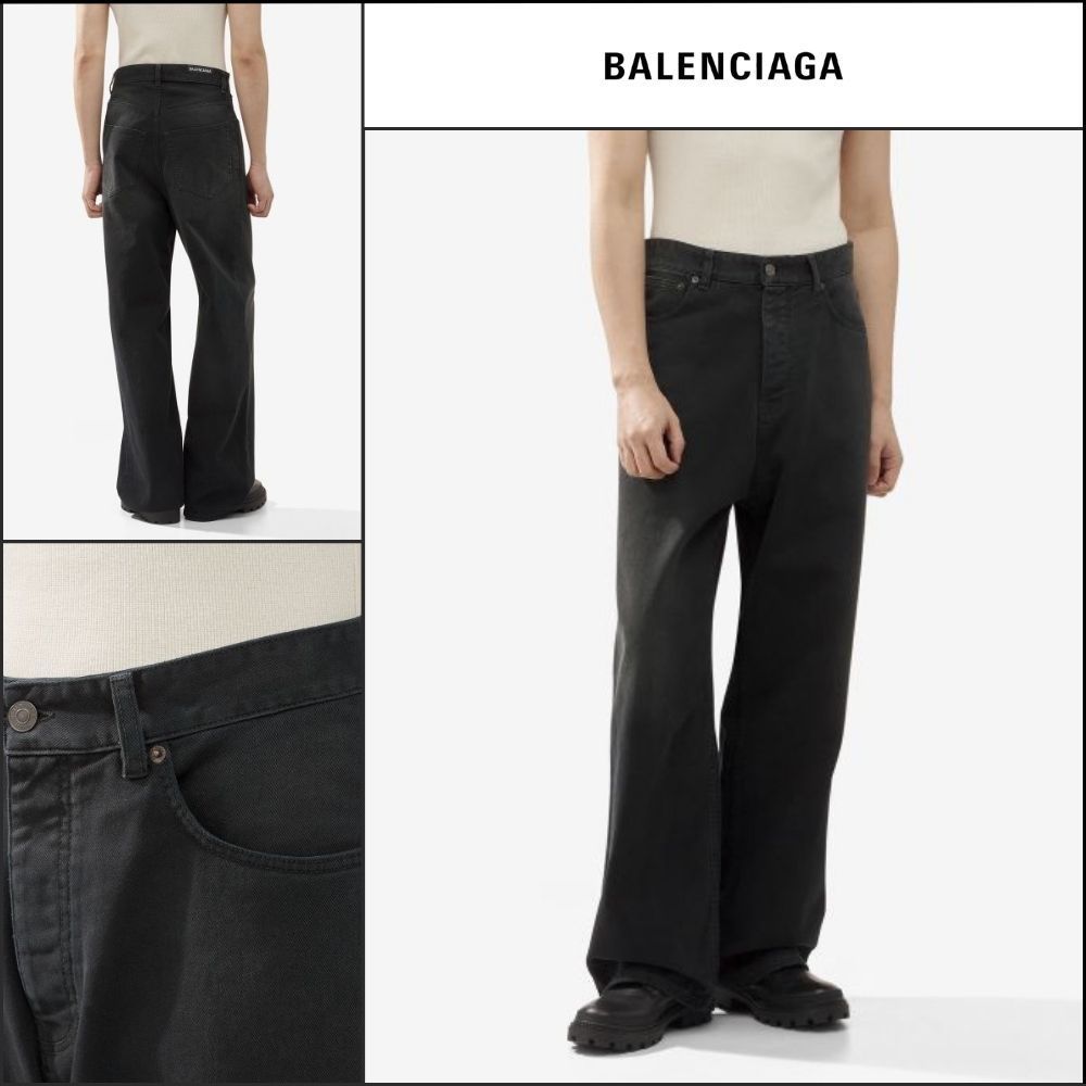 【BALENCIAGA】Baggy Soft Denim Pants Faded Black