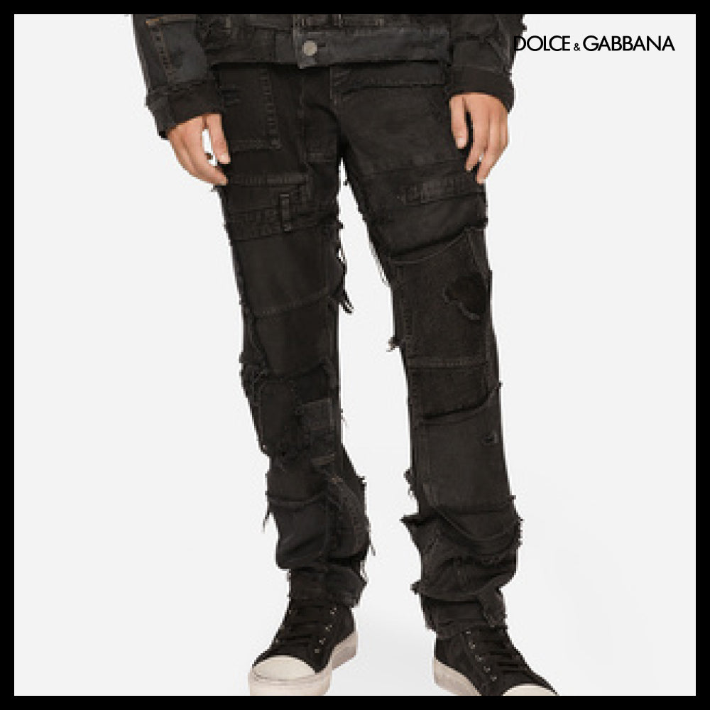 【Dolce & Gabbana】LOOSE OVERDYED PATCHWORK DENIM JEANS