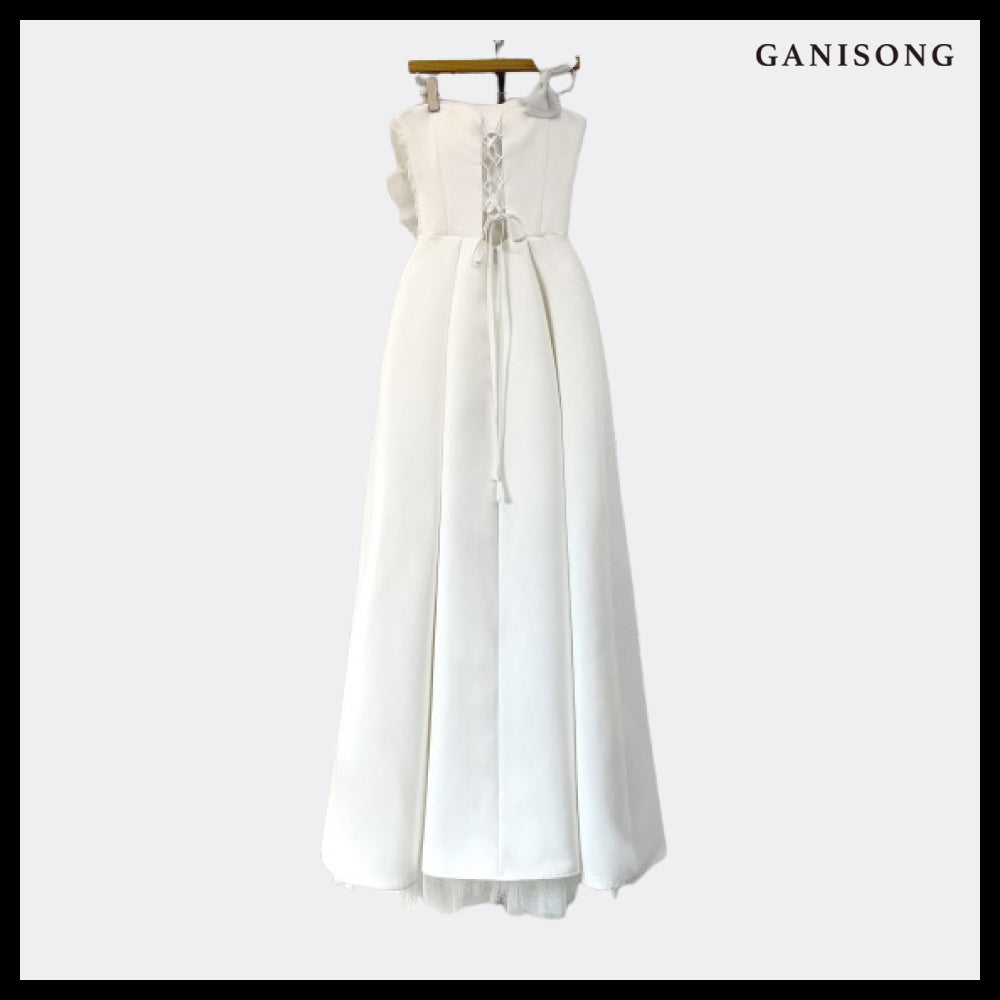 【GANISONG】Bridal Knotted Dress White