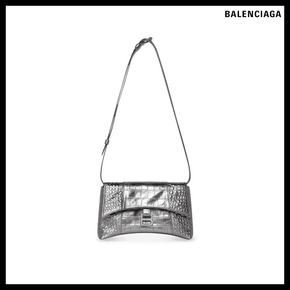【BALENCIAGA 】Downtown XS Shoulder Bag Metallized Silver