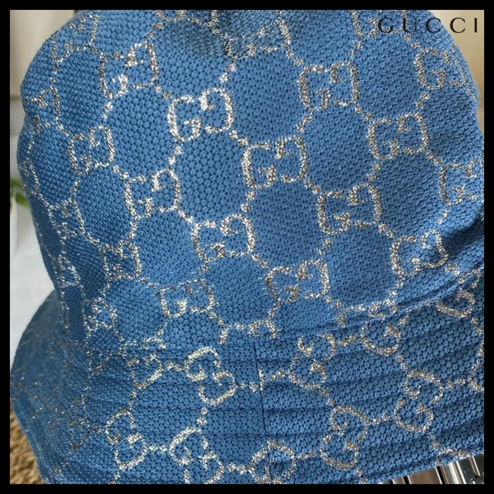 【GUCCI】 GG LAME Bucket Hat Blue