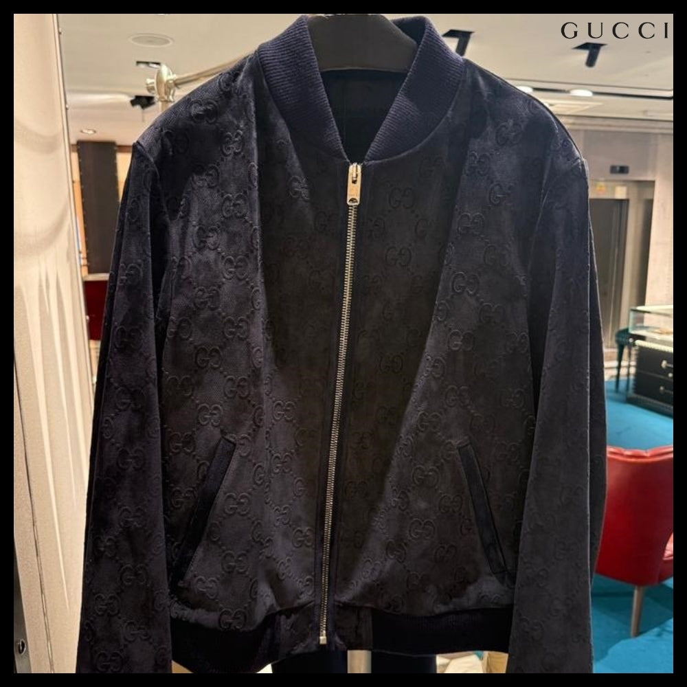 【GUCCI】GG Viscose Suede Bomber Jacket Royale