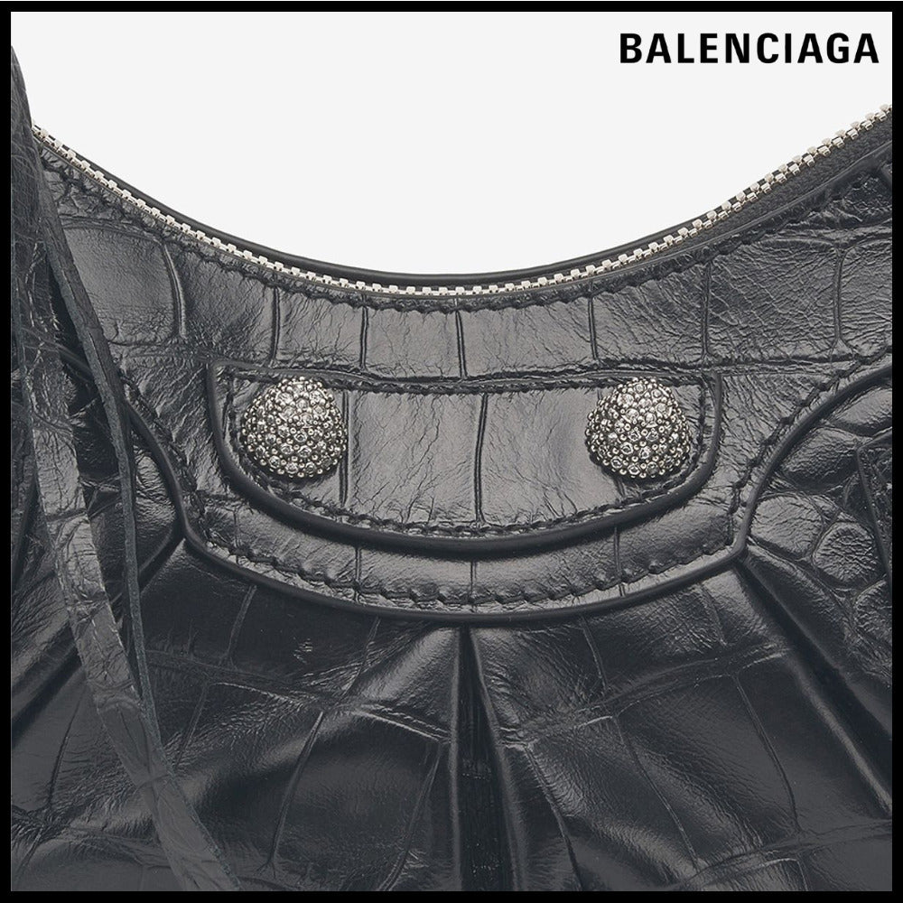 【BALENCIAGA】Crocodile Embossed Le Cagole XS Shoulder Bag
