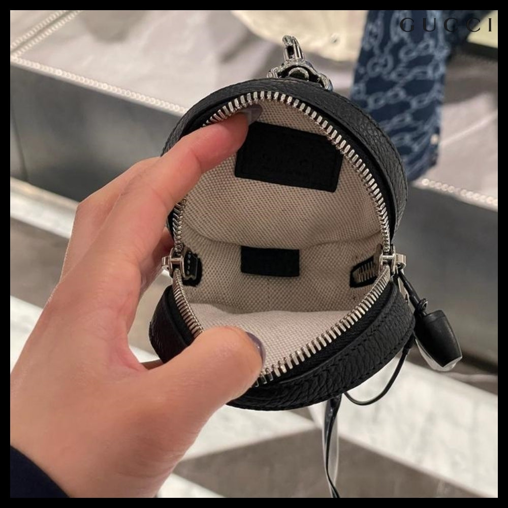【GUCCI】PIUMA GG Jumbo Calf Keyring Coin Wallet Black