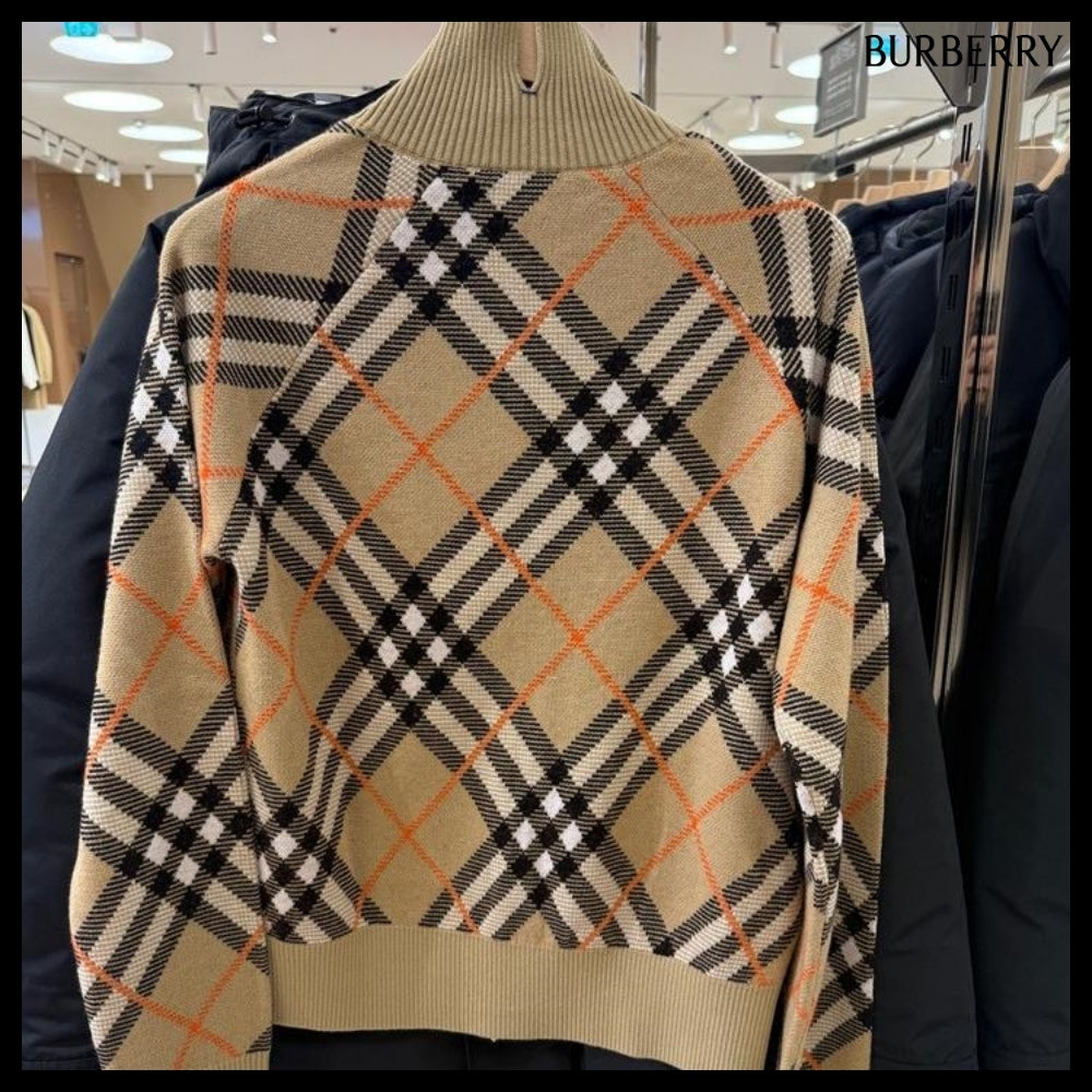 【Burberry】Check Wool Mohair Two-Way Blend Jacket Sand