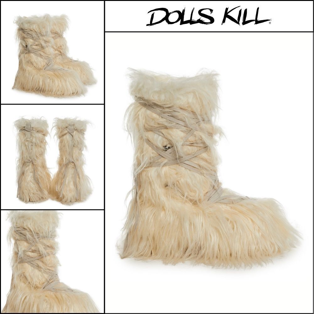 ◆DOLLS KILL◆DARKER WAVS Warp Faux Fur Boots