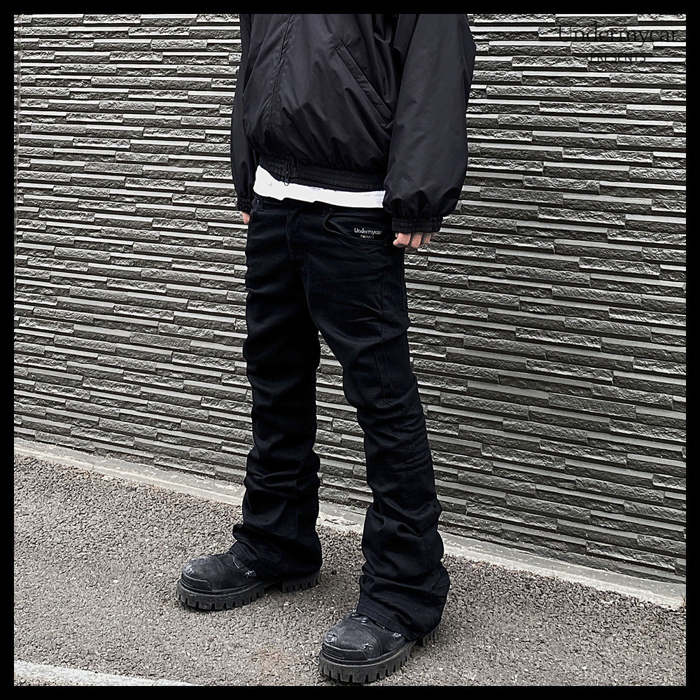 【Undermycar】Mu.30 Anti Fxxking Logo Play StretchFlareJeans
