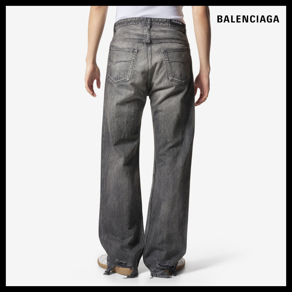 【BALENCIAGA】Straight 5 Pocket Washed Denim Pants Black