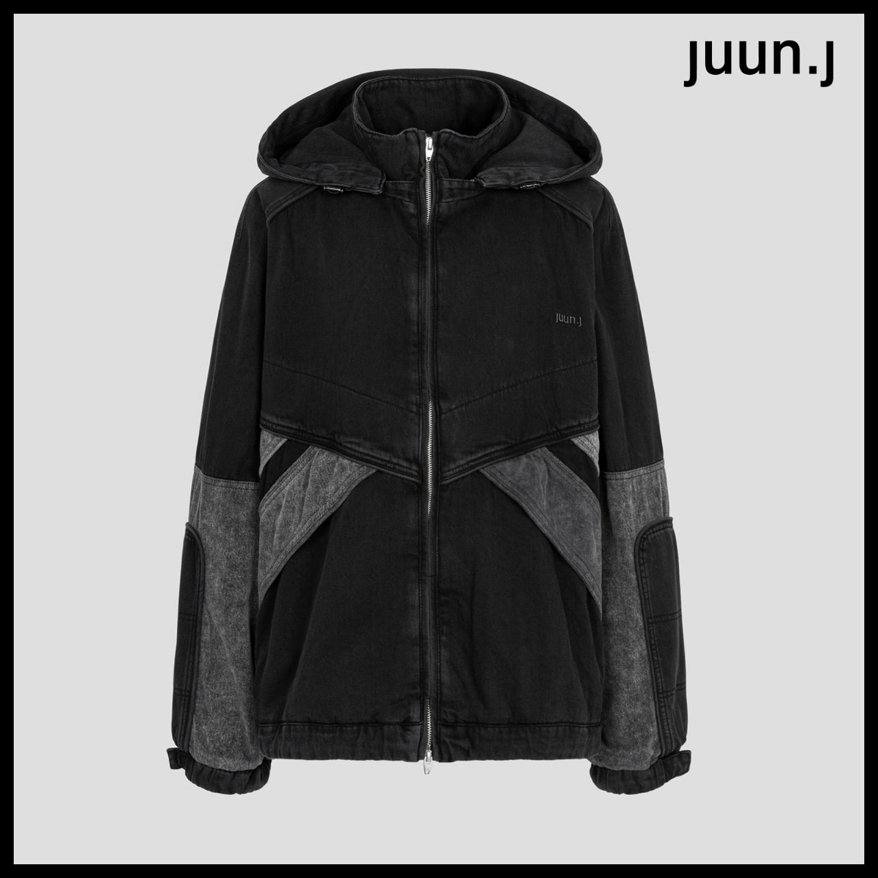 【JUUN.J】Denim Color Block Track Jumper Black
