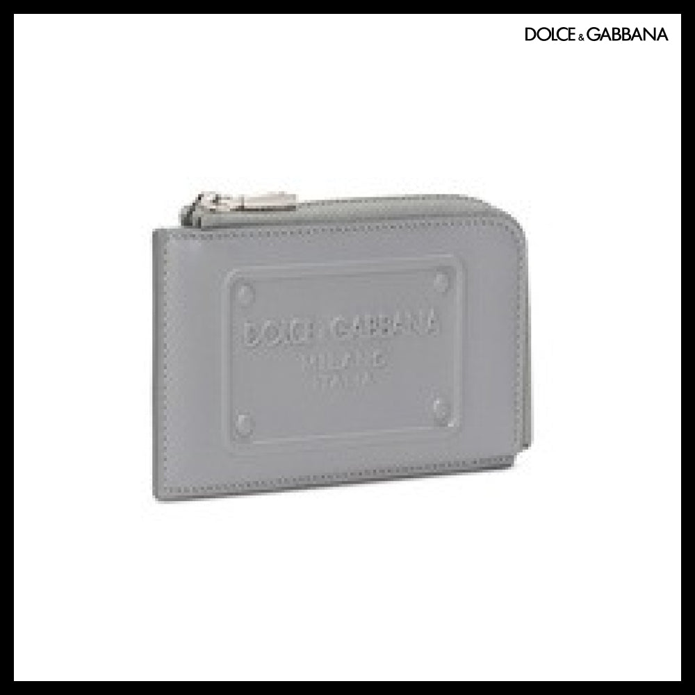 【Dolce & Gabbana】CALFSKIN CARD HOLDER WITH RAISED LOGO